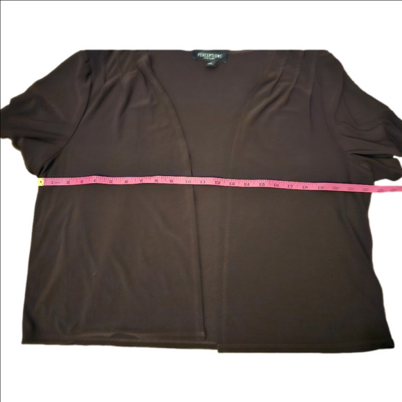 Perceptions New York Short Ruched Sleeves Open Front Cardigan Size 16 - Picture 9 of 10